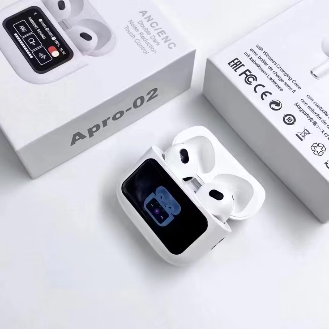 Écouteurs Bluetooth Apro-02 avec Écran Tactile Blanc