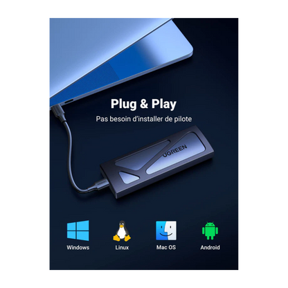 Boîtier SSD NVMe UGREEN – 10 Gbps USB 3.2