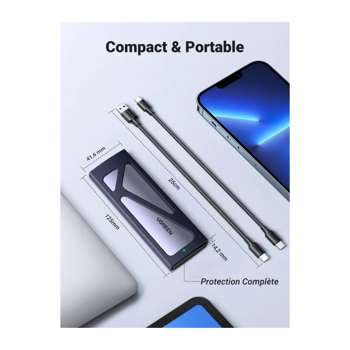 Boîtier SSD NVMe UGREEN – 10 Gbps USB 3.2