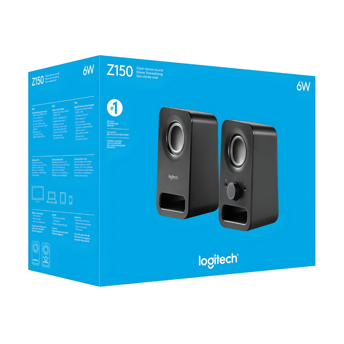 Logitech Z150 Enceinte Noire PC, son stéréo, 2 haut-parleurs