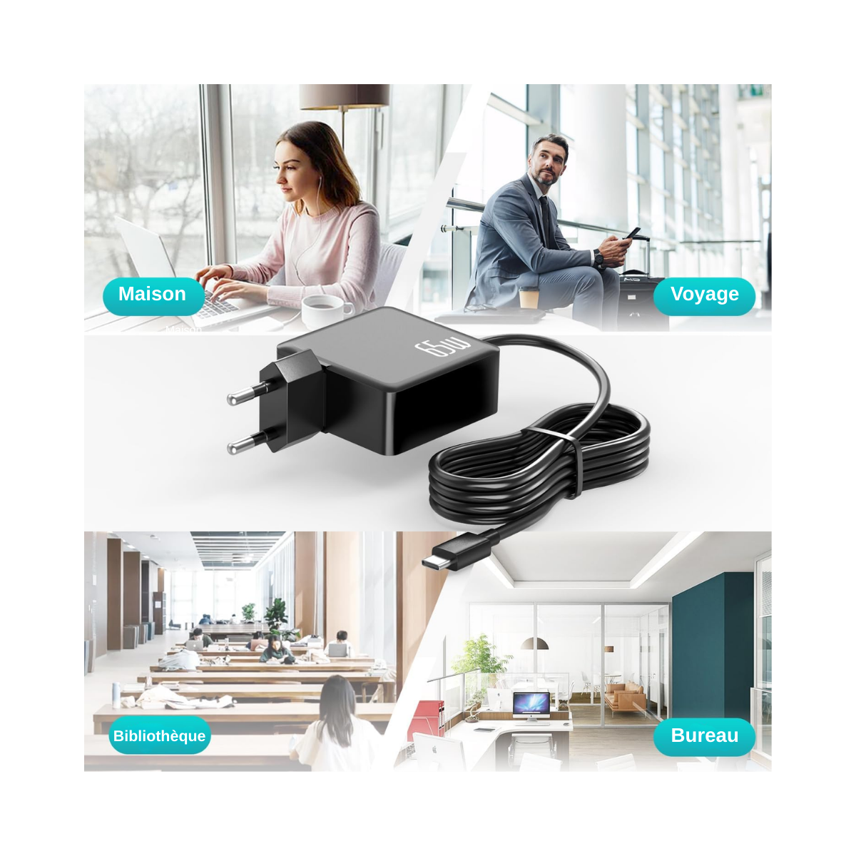 Basicvolt Chargeur USB-C 65W - Noir