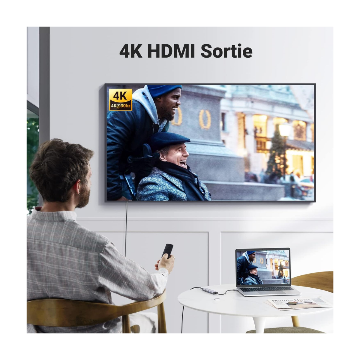 UGREEN Revodok 105 Hub USB C HDMI 4K PD 100W Charge Multi Data Ports 5Gbps 5 en 1 Adaptateur USB C vers HDMI