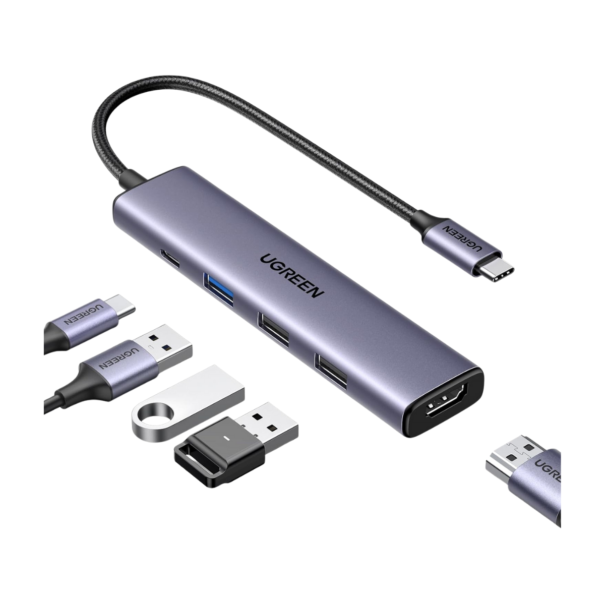UGREEN Revodok 105 Hub USB C HDMI 4K PD 100W Charge Multi Data Ports 5Gbps 5 en 1 Adaptateur USB C vers HDMI