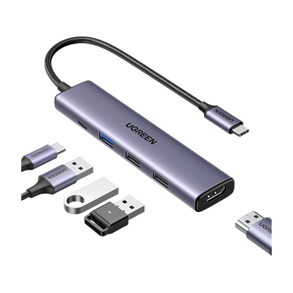UGREEN Revodok 105 Hub USB C HDMI 4K PD 100W Charge Multi Data Ports 5Gbps 5 en 1 Adaptateur USB C vers HDMI