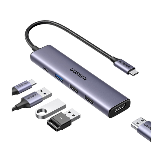 UGREEN Revodok 105 Hub USB C HDMI 4K PD 100W Charge Multi Data Ports 5Gbps 5 en 1 Adaptateur USB C vers HDMI